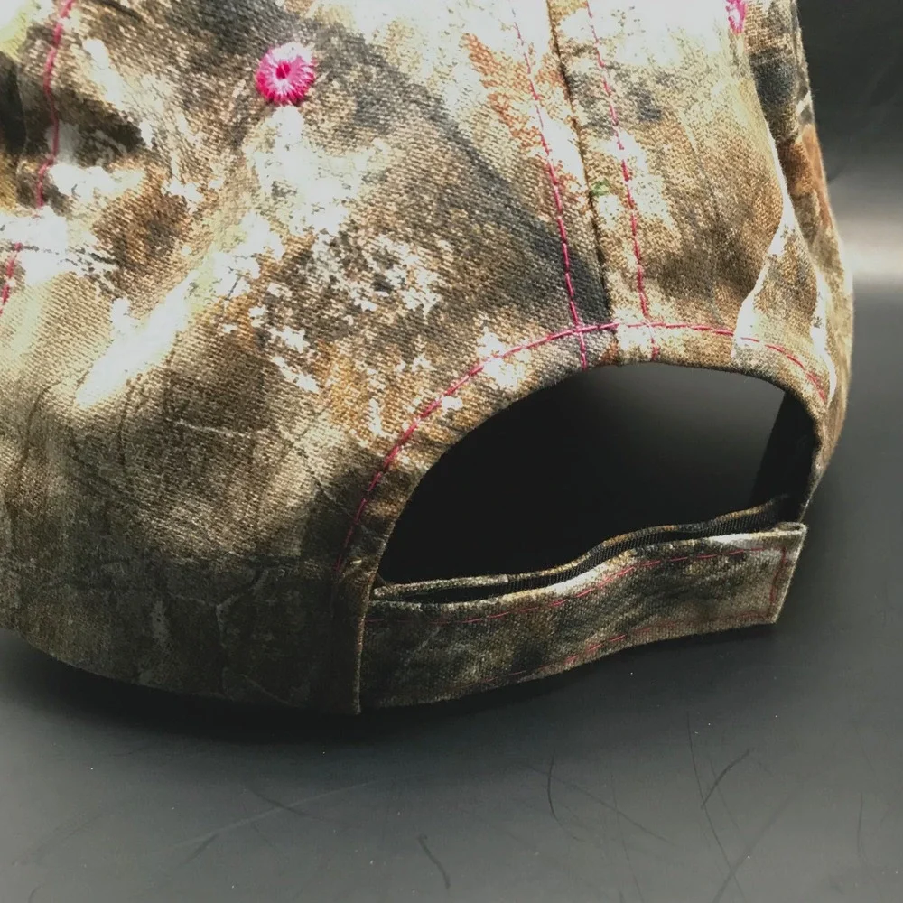 Realtree EDGE Camo Hat Womens Adjustable Strapback Cap Pink Stitching Blank